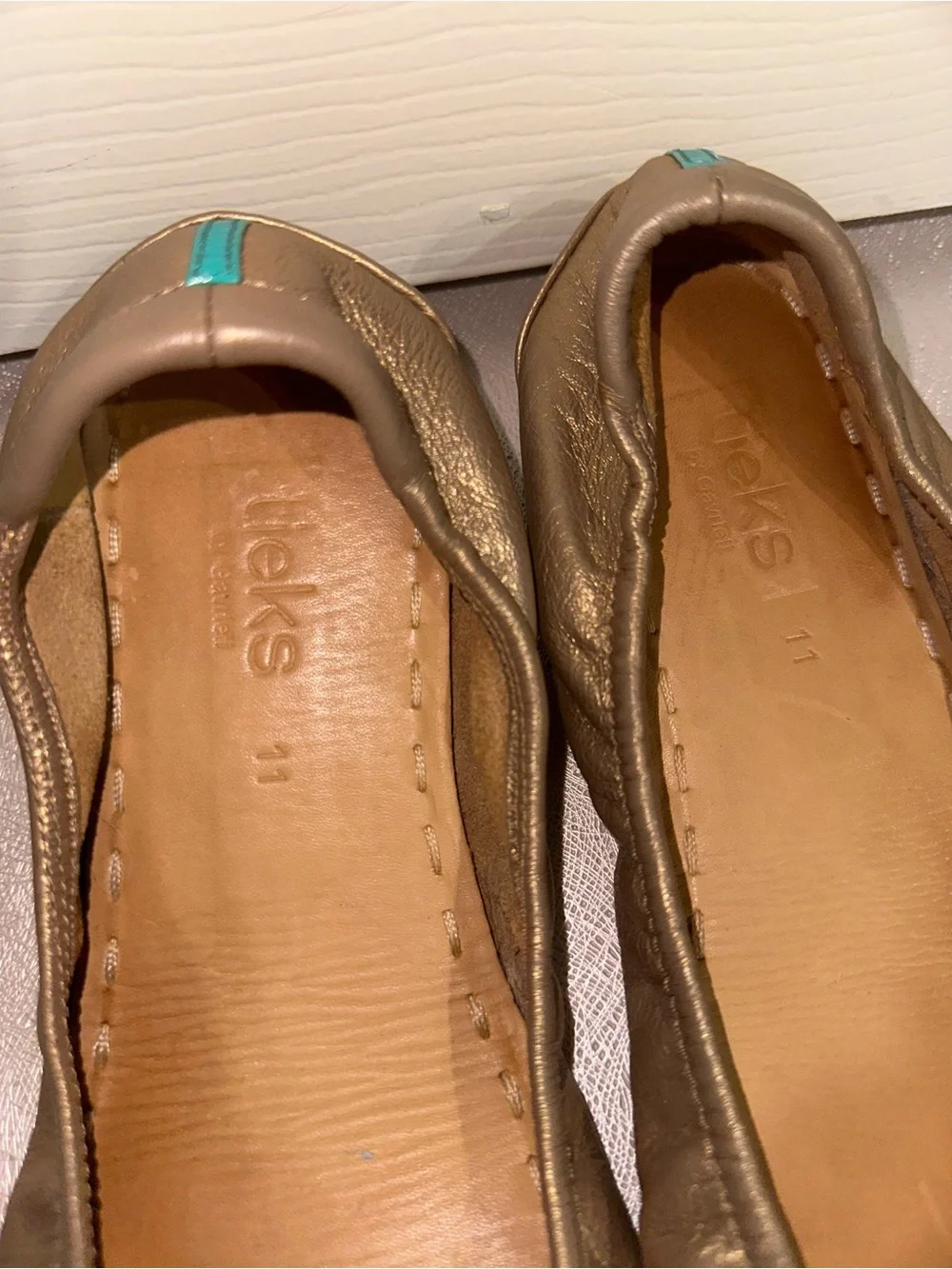 Tieks Metallic tan Gold Folding Ballet Flats 11 balletcore office